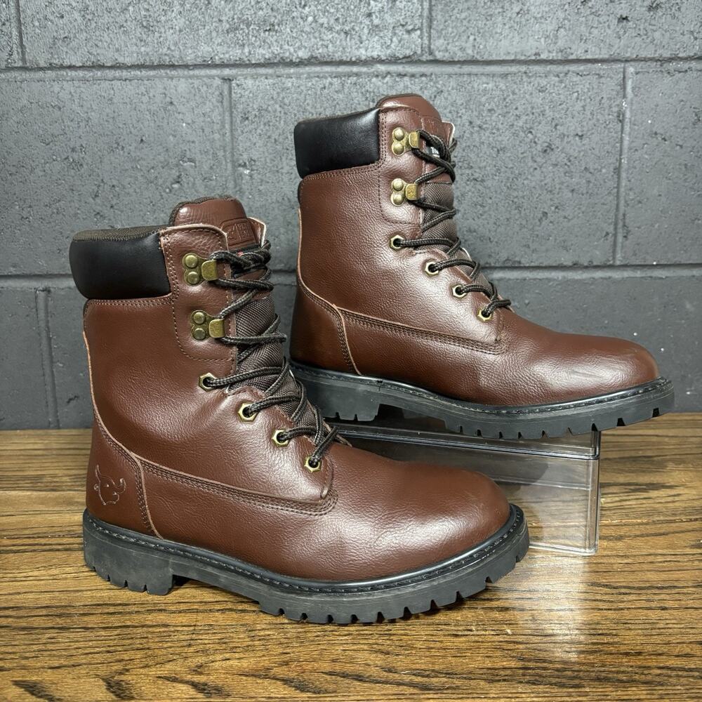 Texas Steer Nolan Men’s 9 Brown Leather Work Hiking Boots Lug Sole